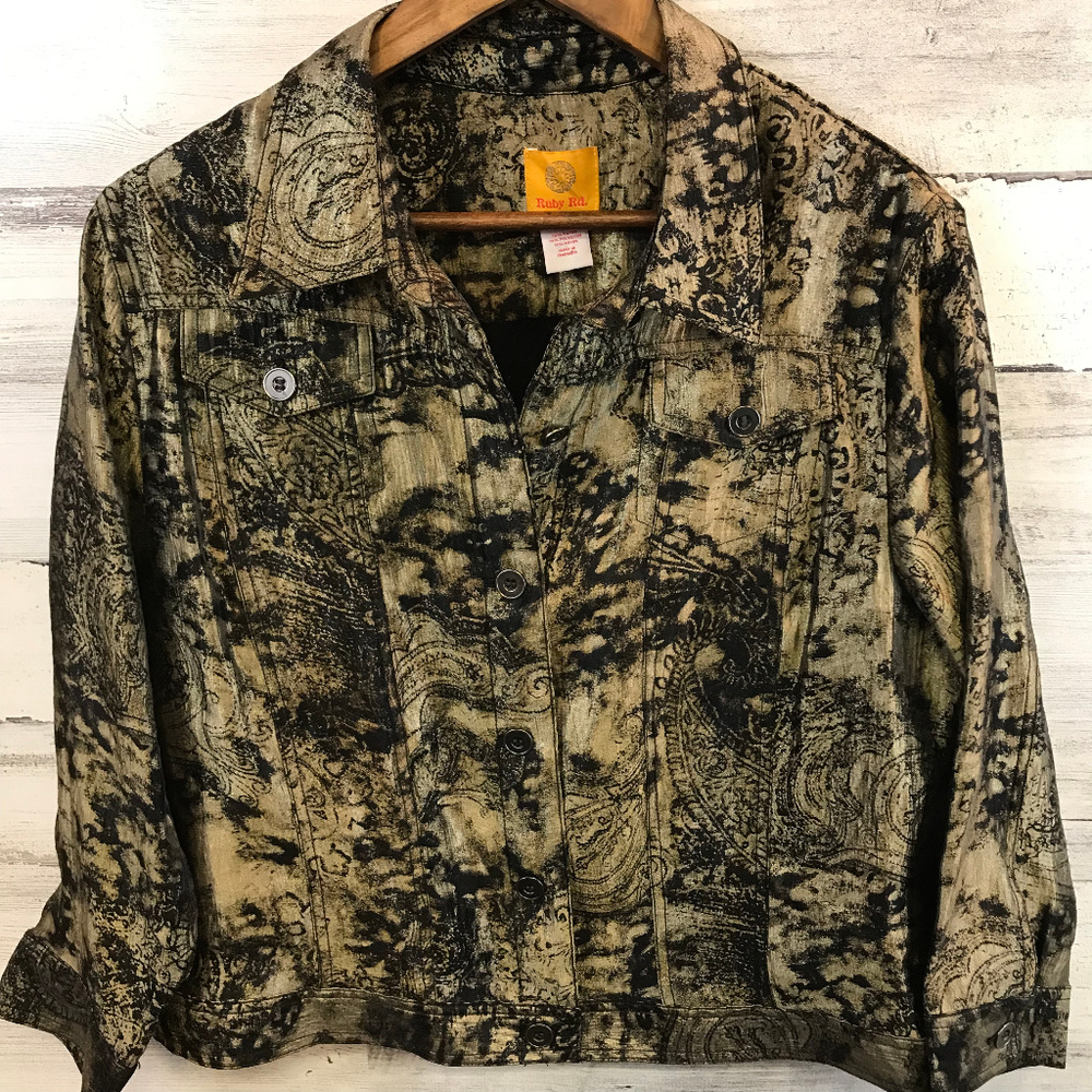 Ruby Rd Black & Gold Shimmery Jacket [347b4]